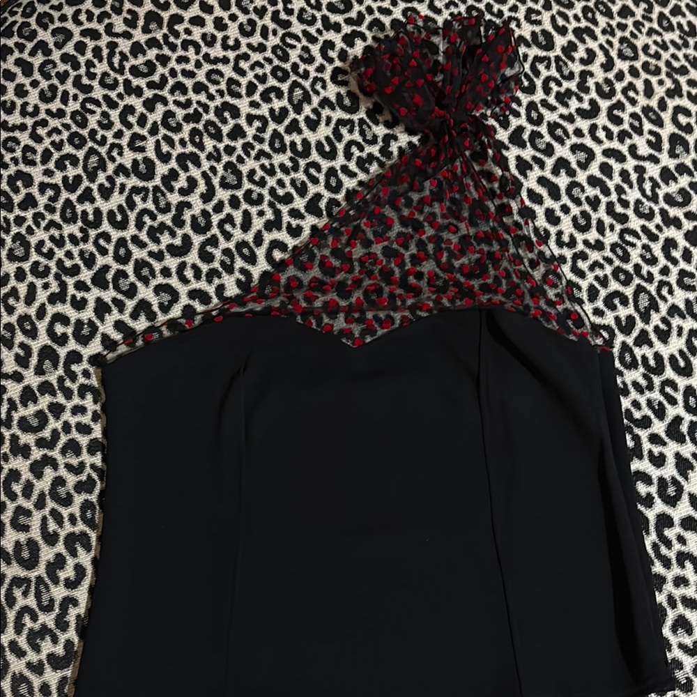 Black and Red One-Shoulder Top